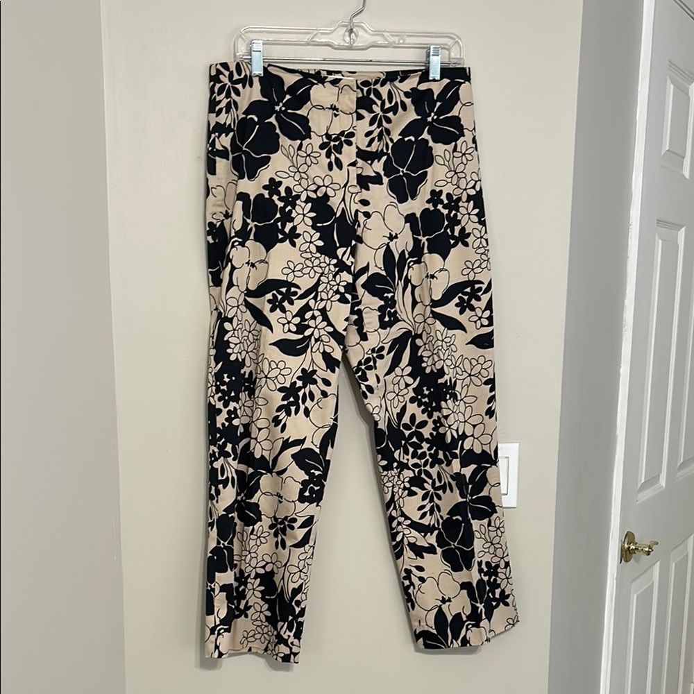 RAFAEL Black and Cream Floral Straight Leg Pants